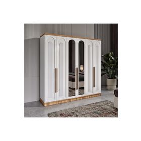 GuneyStore Flora 6 Kapaklı Aynalı Komple Mdf Gardırop