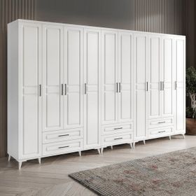 GuneyStore Gözde 10 Kapaklı Beyaz Gardırop