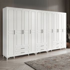 GuneyStore Gözde 10 Kapaklı Komple Mdf Beyaz Gardırop