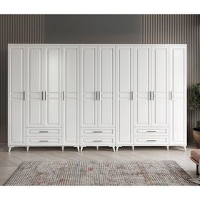 GuneyStore Gözde 10 Kapaklı Komple Mdf Beyaz Gardırop
