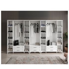 GuneyStore Gözde 10 Kapaklı Komple Mdf Beyaz Gardırop