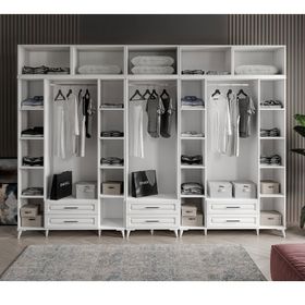 GuneyStore Gözde 10 Kapaklı Yüklüklü Komple MDF Beyaz Gardırop