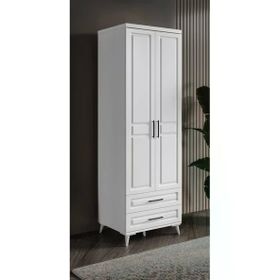GuneyStore Gözde 2 Kapaklı Çekmeceli Beyaz Gardırop