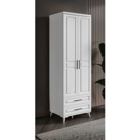 GuneyStore Gözde 2 Kapaklı Çekmeceli Beyaz Gardırop