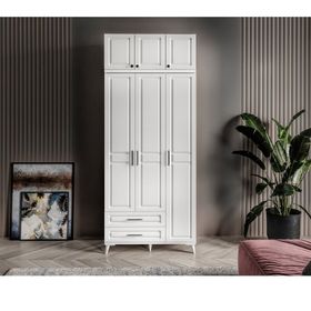GuneyStore Gözde 3 Kapaklı Yüklüklü Beyaz Gardırop
