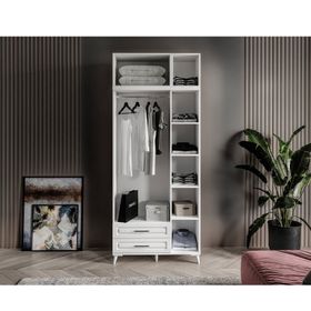 GuneyStore Gözde 3 Kapaklı Yüklüklü Beyaz Gardırop