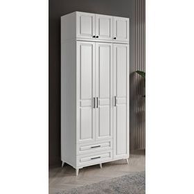 GuneyStore Gözde 3 Kapaklı Yüklüklü Komple MDF Beyaz Gardırop