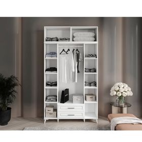GuneyStore Gözde 4 Kapaklı Yüklüklü Beyaz Gardırop