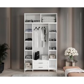 GuneyStore Gözde 4 Kapaklı Yüklüklü Komple MDF Beyaz Gardırop