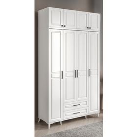 GuneyStore Gözde 4 Kapaklı Yüklüklü Komple MDF Beyaz Gardırop