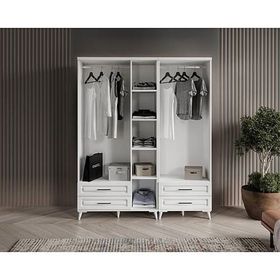 GuneyStore Gözde 5 Kapaklı Beyaz Gardırop