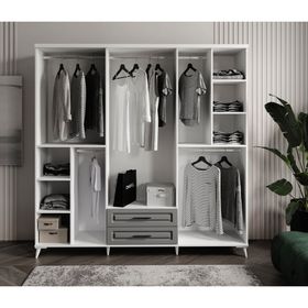GuneyStore Gözde 6 Kapaklı Antrasit Beyaz Gardırop