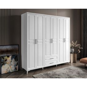 GuneyStore Gözde 6 Kapaklı Komple MDF Beyaz Gardırop
