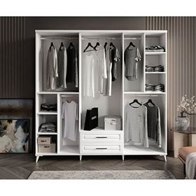 GuneyStore Gözde 6 Kapaklı Komple MDF Beyaz Gardırop