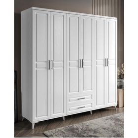 GuneyStore Gözde 6 Kapaklı Komple MDF Beyaz Gardırop