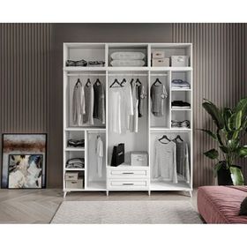 GuneyStore Gözde 6 Kapaklı Yüklüklü Beyaz Gardırop