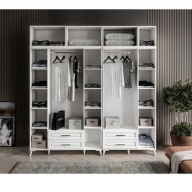 GuneyStore Gözde 7 Kapaklı Yüklüklü Beyaz Gardırop