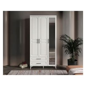 GuneyStore Gözde Aynalı 3 Kapaklı Komple Mdf Beyaz Gardırop
