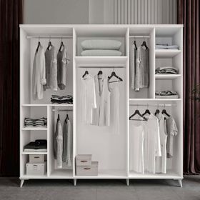 GuneyStore Kemer 6 Kapaklı Beyaz Gardırop