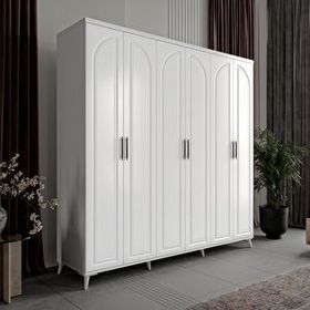 GuneyStore Kemer 6 Kapaklı Komple MDF Beyaz Gardırop