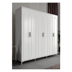 GuneyStore Kemer 6 Kapaklı Komple MDF Beyaz Gardırop