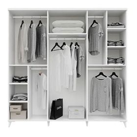 GuneyStore Komple Mdf Paris 6 Kapaklı Beyaz Aynalı Gardırop