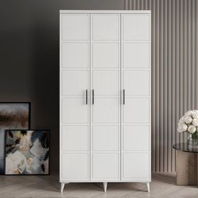 GuneyStore Milano 3 Kapaklı Beyaz Gardırop