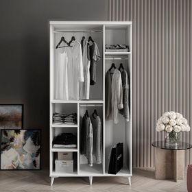 GuneyStore Milano 3 Kapaklı Beyaz Gardırop