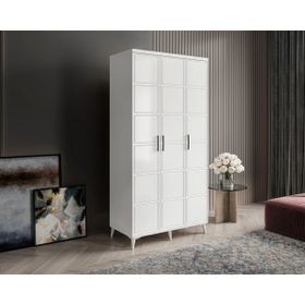 GuneyStore Milano 3 Kapaklı Beyaz Gardırop