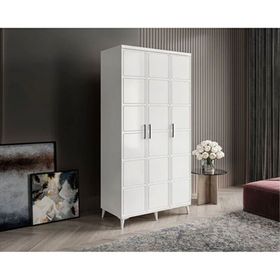 GuneyStore Milano 3 Kapaklı Komple MDF Beyaz Gardırop
