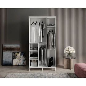 GuneyStore Milano 3 Kapaklı Komple MDF Beyaz Gardırop