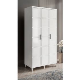 GuneyStore Milano 3 Kapaklı Komple MDF Beyaz Gardırop