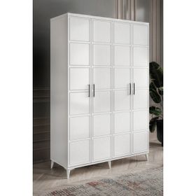 GuneyStore Milano 4 Kapaklı Beyaz Gardırop