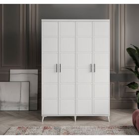 GuneyStore Milano 4 Kapaklı Komple MDF Beyaz Gardırop