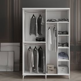 GuneyStore Milano 4 Kapaklı Komple MDF Beyaz Gardırop