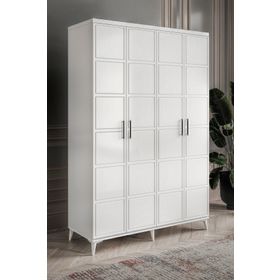 GuneyStore Milano 4 Kapaklı Komple MDF Beyaz Gardırop