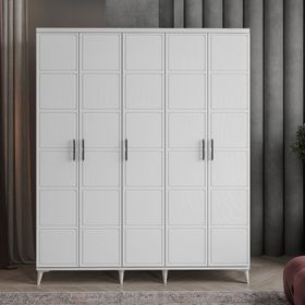 GuneyStore Milano 5 Kapaklı Beyaz Gardırop