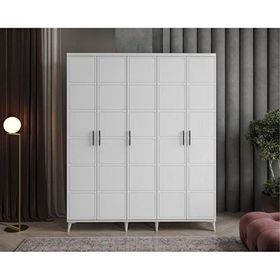 GuneyStore Milano 5 Kapaklı Komple MDF Beyaz Gardırop