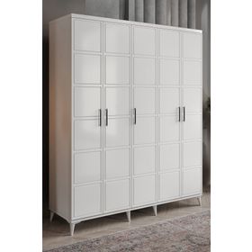 GuneyStore Milano 5 Kapaklı Komple MDF Beyaz Gardırop