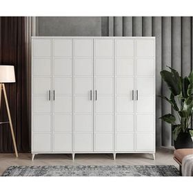 GuneyStore Milano 6 Kapaklı Komple MDF Beyaz Gardırop