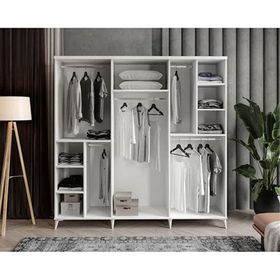 GuneyStore Milano 6 Kapaklı Komple MDF Beyaz Gardırop