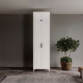 GuneyStore Milas 2 Kapaklı Komple MDF Ayaklı Yüklüklü Gardırop