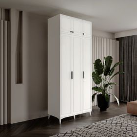 GuneyStore Milas 3 Kapaklı Komple MDF Ayaklı Yüklüklü Gardırop