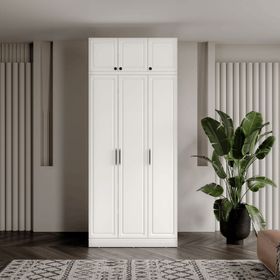 GuneyStore Milas 3 Kapaklı Komple MDF Ayaklı Yüklüklü Gardırop