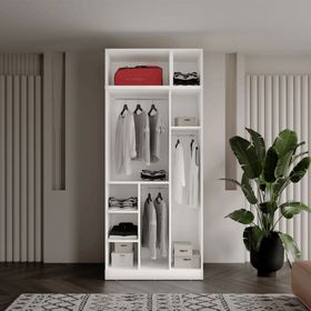 GuneyStore Milas 3 Kapaklı Komple MDF Ayaklı Yüklüklü Gardırop