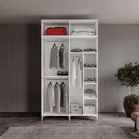GuneyStore Milas 4 Kapaklı Komple MDF Ayaklı Yüklüklü Gardırop