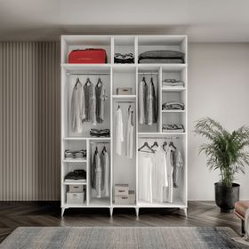 GuneyStore Milas 5 Kapaklı Komple MDF Ayaklı Yüklüklü Gardırop