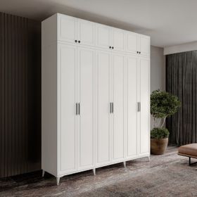 GuneyStore Milas 6 Kapaklı Komple MDF Ayaklı Yüklüklü Gardırop