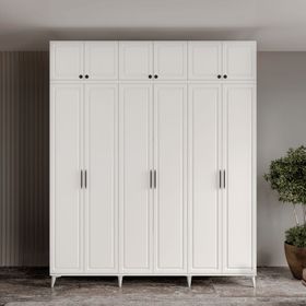 GuneyStore Milas 6 Kapaklı Komple MDF Ayaklı Yüklüklü Gardırop