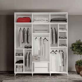 GuneyStore Milas 6 Kapaklı Komple MDF Ayaklı Yüklüklü Gardırop